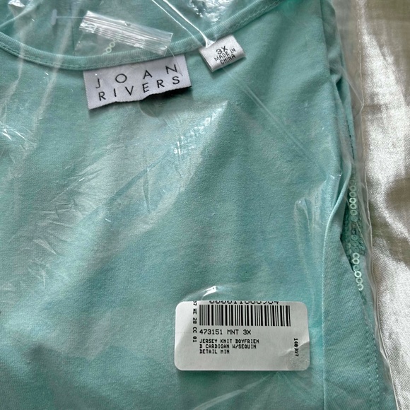 CARDIGAN, BOYFRIEND, MINT, SZ 3X, SEQUIN DETAILS, JERSEY KNIT, LONG SLEEVES, JOA - Picture 7 of 13